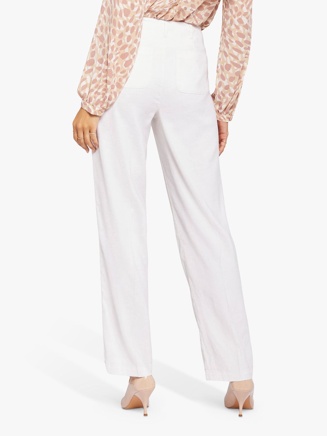 NYDJ Marilyn Linen Blend Straight Leg Trousers, Optic White, 16
