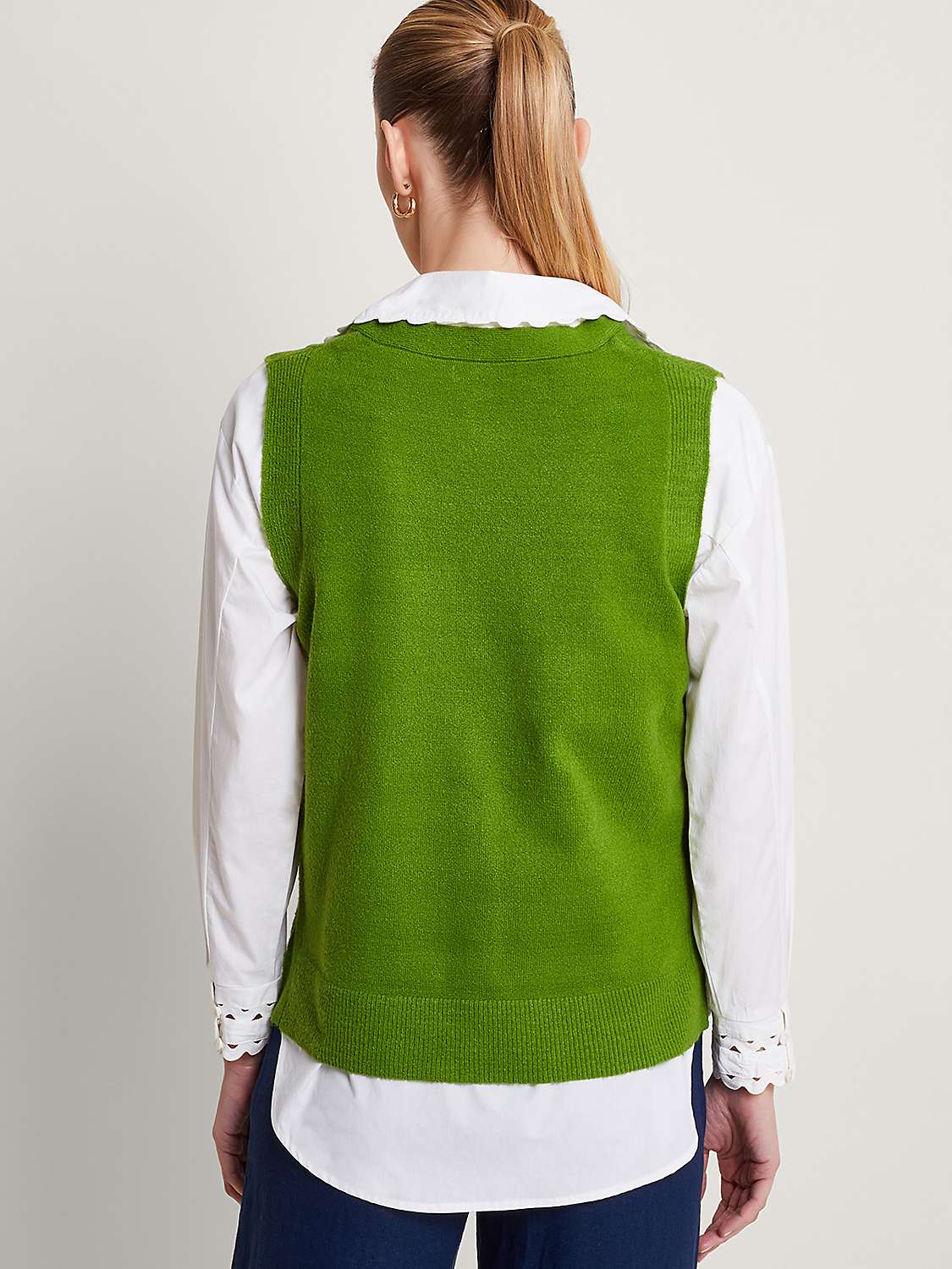 Buy Monsoon Bri Button Knitted Tank Top, Green Online at johnlewis.com