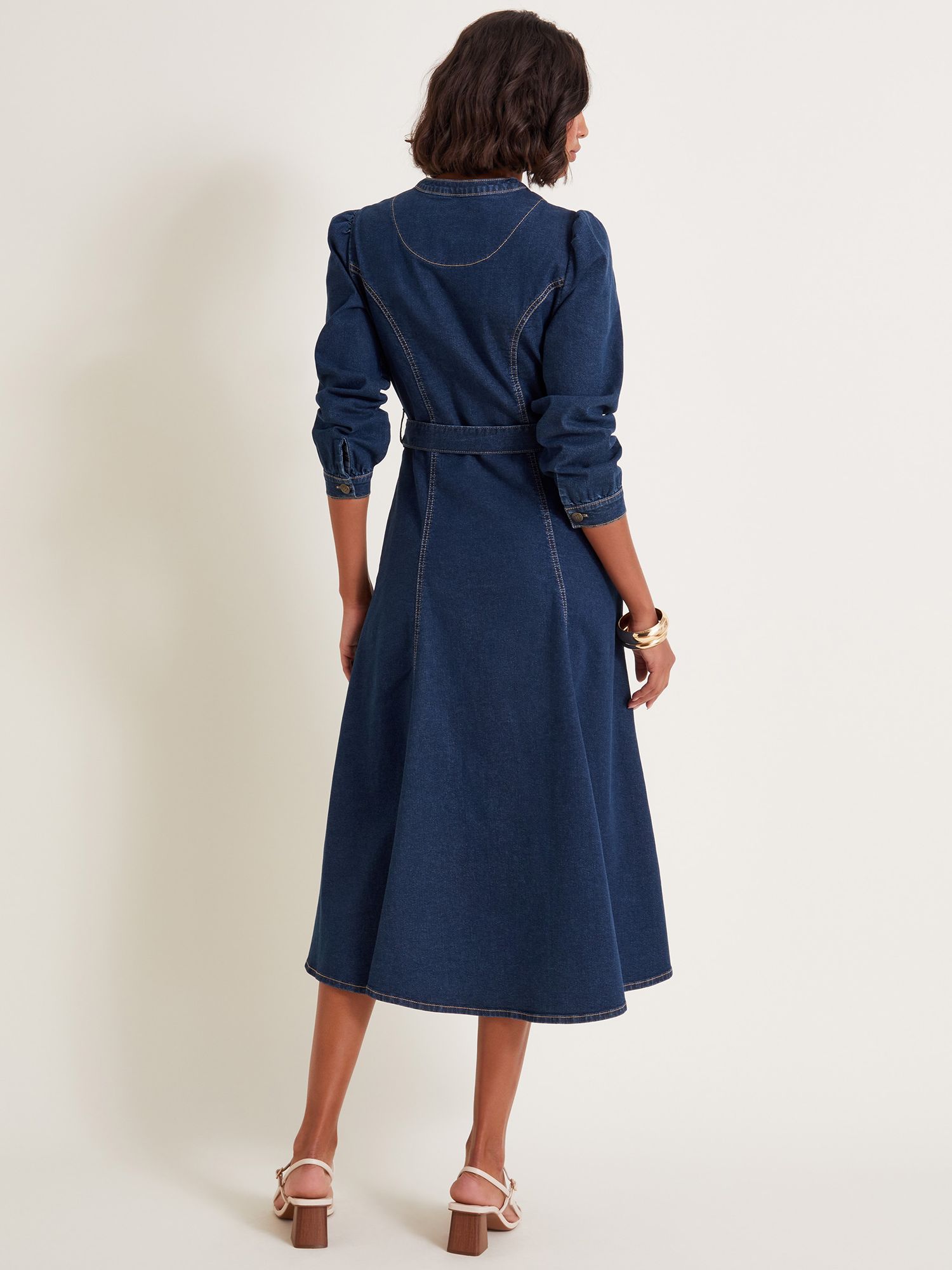 Monsoon Lulu A-Line Denim Dress, Denim Blue at John Lewis & Partners