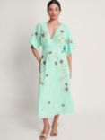 Monsoon Rosalie Kimono Midi Dress, Green/Multi