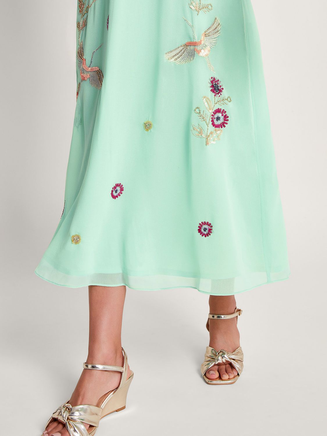 Monsoon Rosalie Kimono Midi Dress, Green/Multi, 8