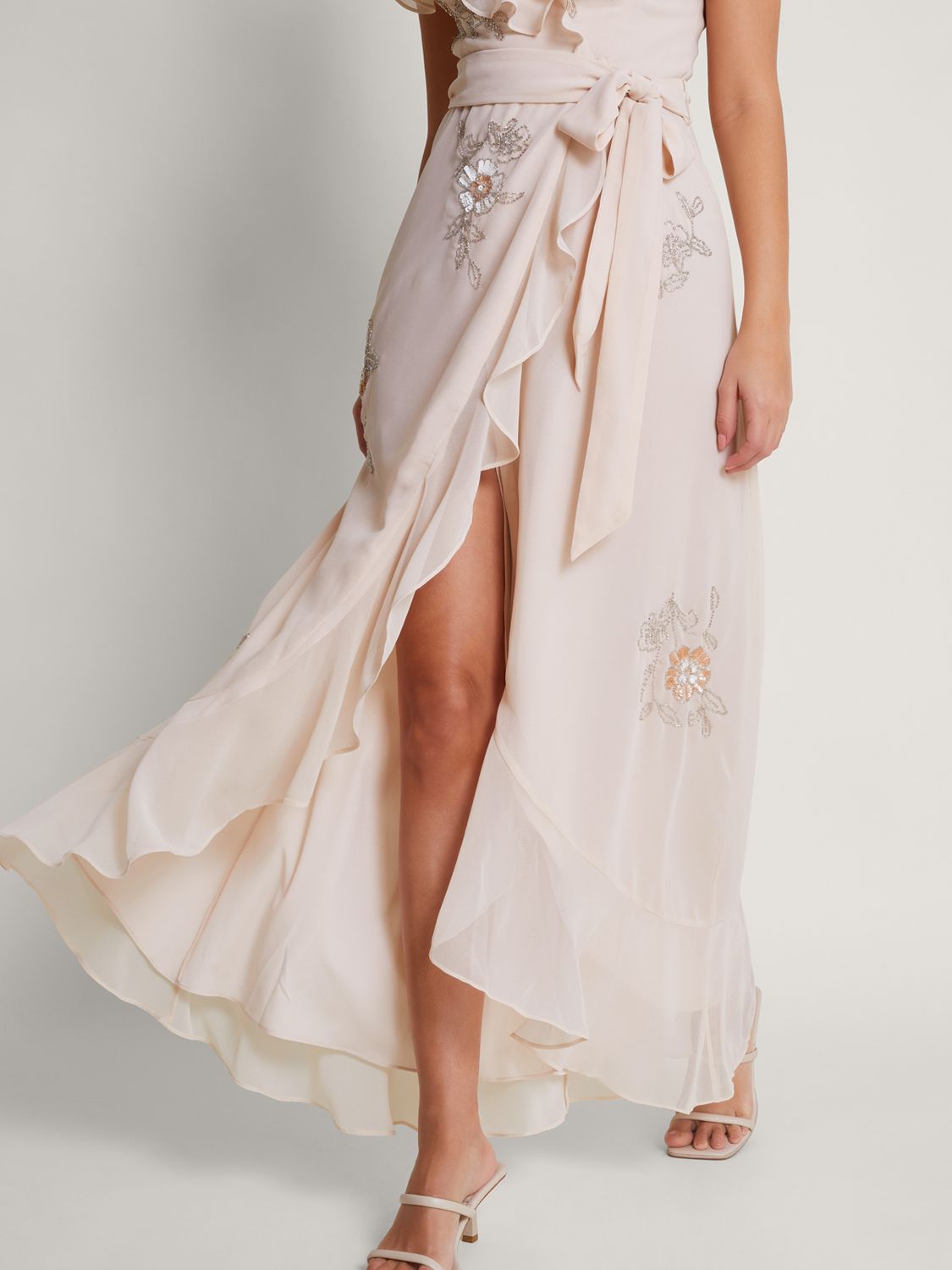 Buy Monsoon Ausha Embroidered Wrap Dress, Blush Online at johnlewis.com