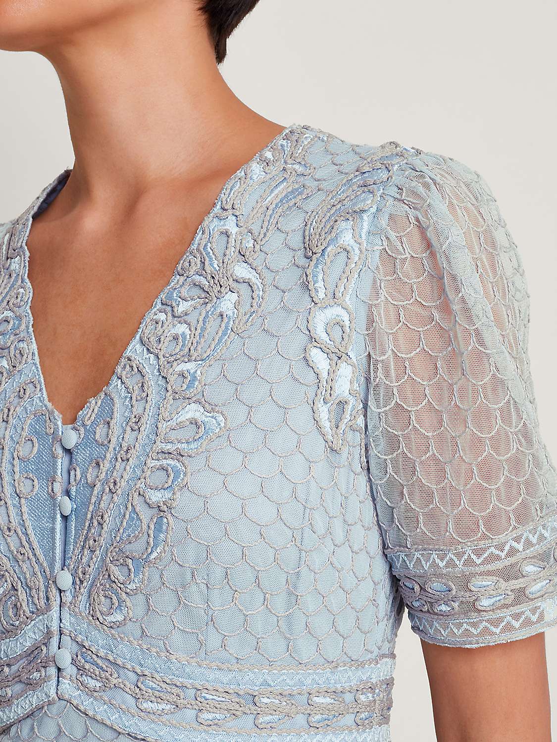 Buy Monsoon Siena Embroidered Tea Dress, Blue Online at johnlewis.com