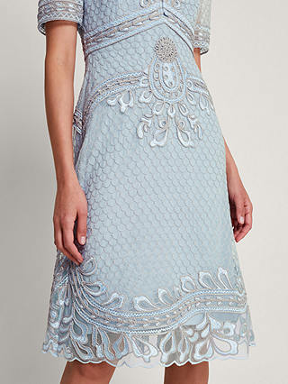 Monsoon Siena Embroidered Tea Dress, Blue