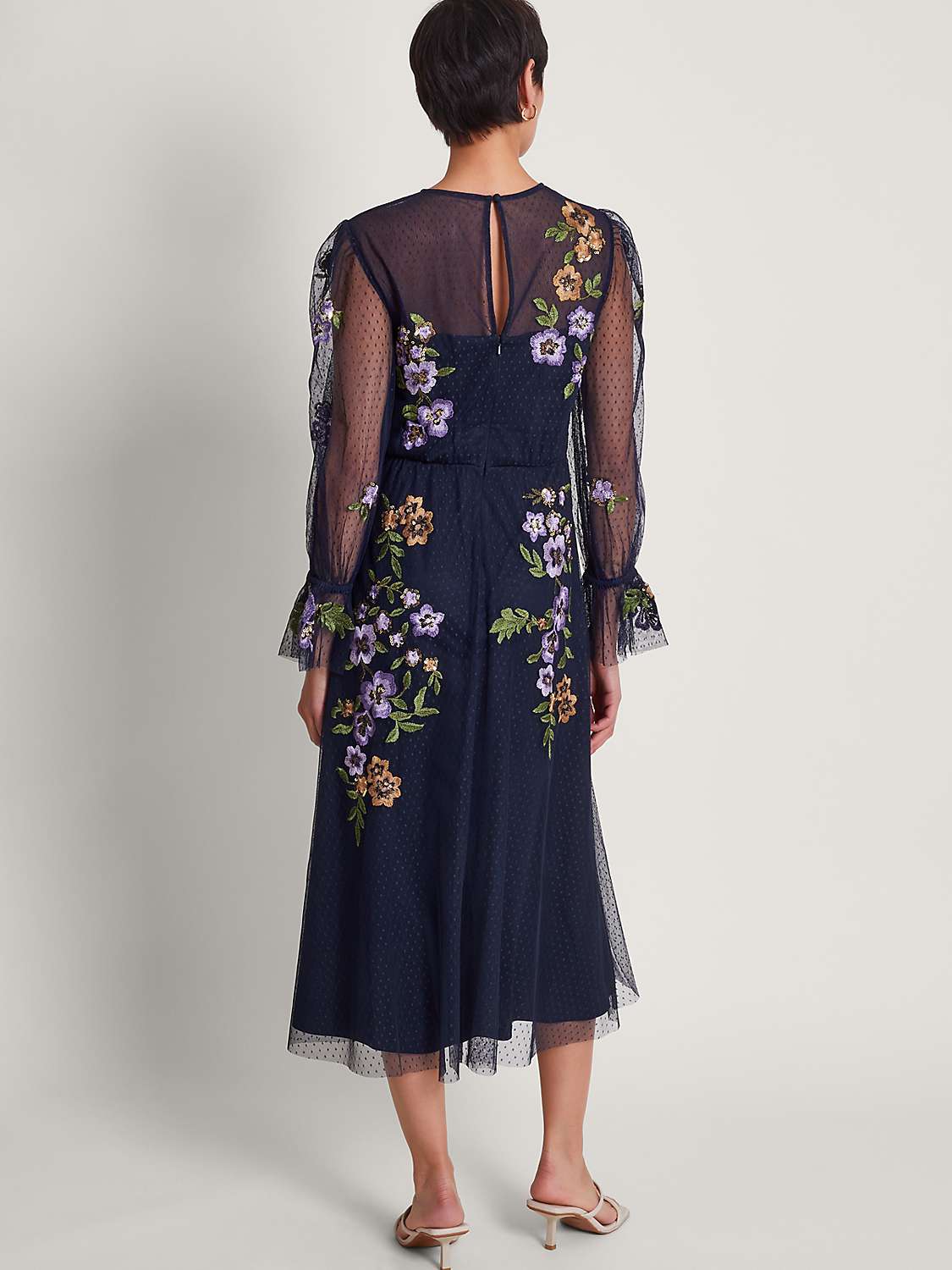 Buy Monsoon Phoebe Embroidered Tea Dress, Navy Online at johnlewis.com