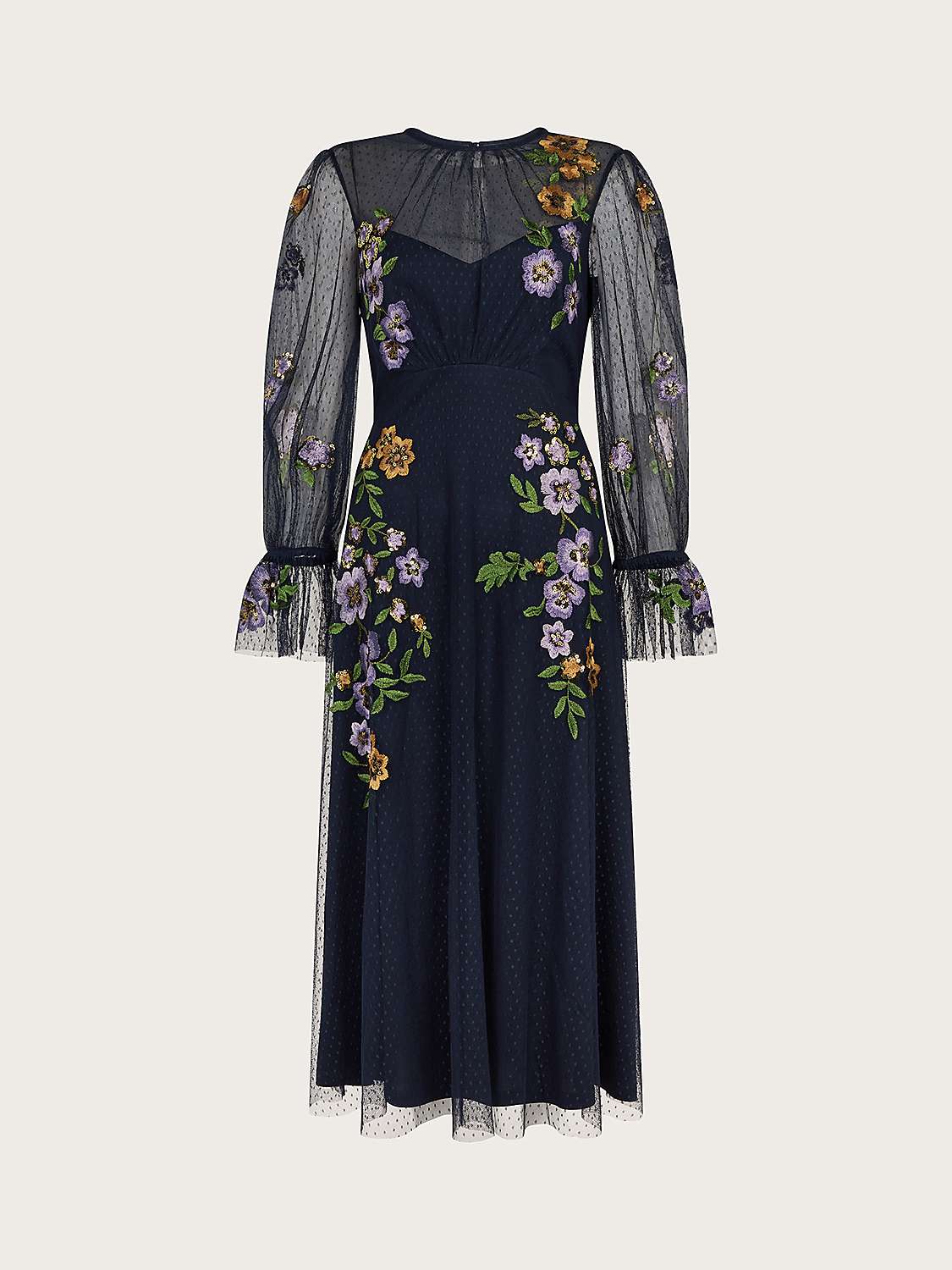 Buy Monsoon Phoebe Embroidered Tea Dress, Navy Online at johnlewis.com