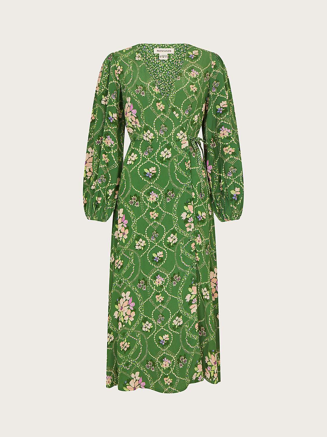 Buy Monsoon Kira Wrap Midi Dress, Green Online at johnlewis.com