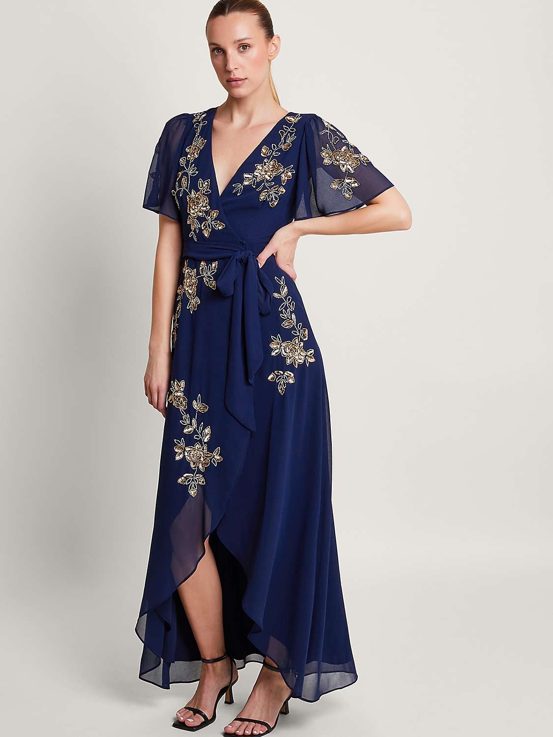 Buy Monsoon Sarah Embellished Maxi Wrap Dress, Midnight Online at johnlewis.com