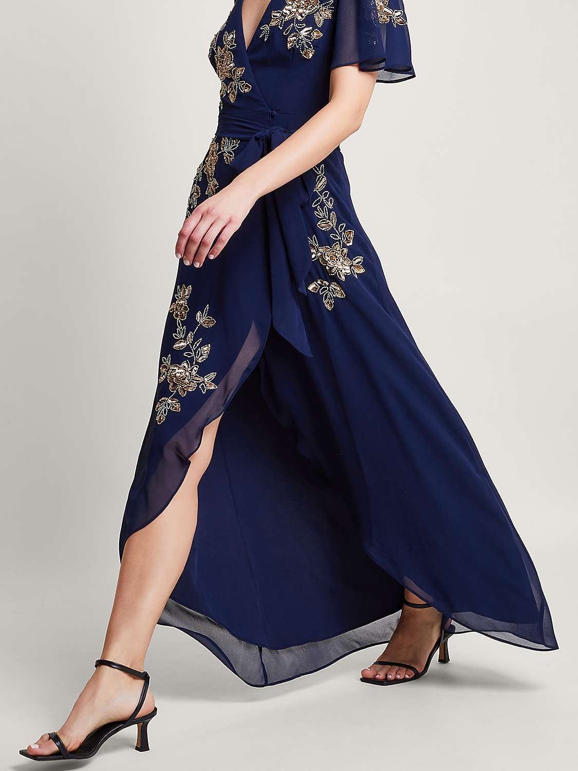 Buy Monsoon Sarah Embellished Maxi Wrap Dress, Midnight Online at johnlewis.com