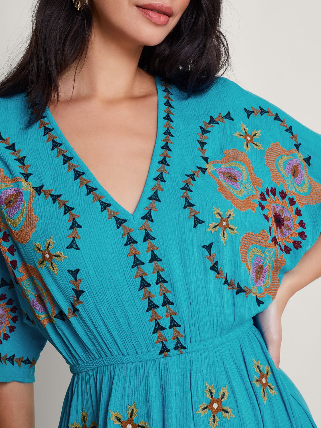 Buy Monsoon Lexi Geometric Midi Dress, Blue/Multi Online at johnlewis.com