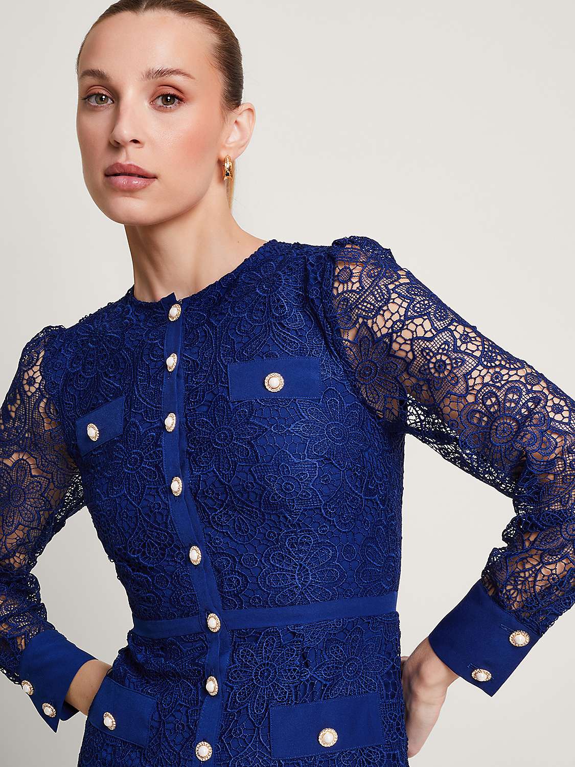 Buy Monsoon Reyna Lace Midi Dress, Blue Online at johnlewis.com