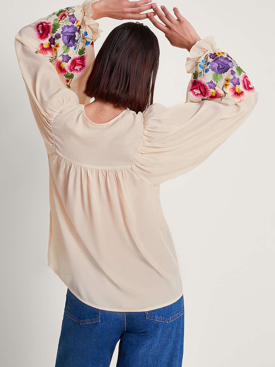 Buy Monsoon Winny Embroidered Floral Blouse, Ivory/Multi Online at johnlewis.com