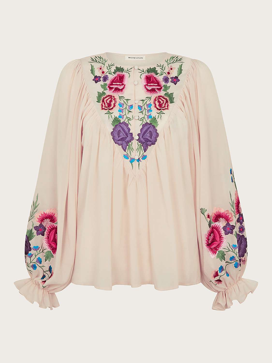 Buy Monsoon Winny Embroidered Floral Blouse, Ivory/Multi Online at johnlewis.com