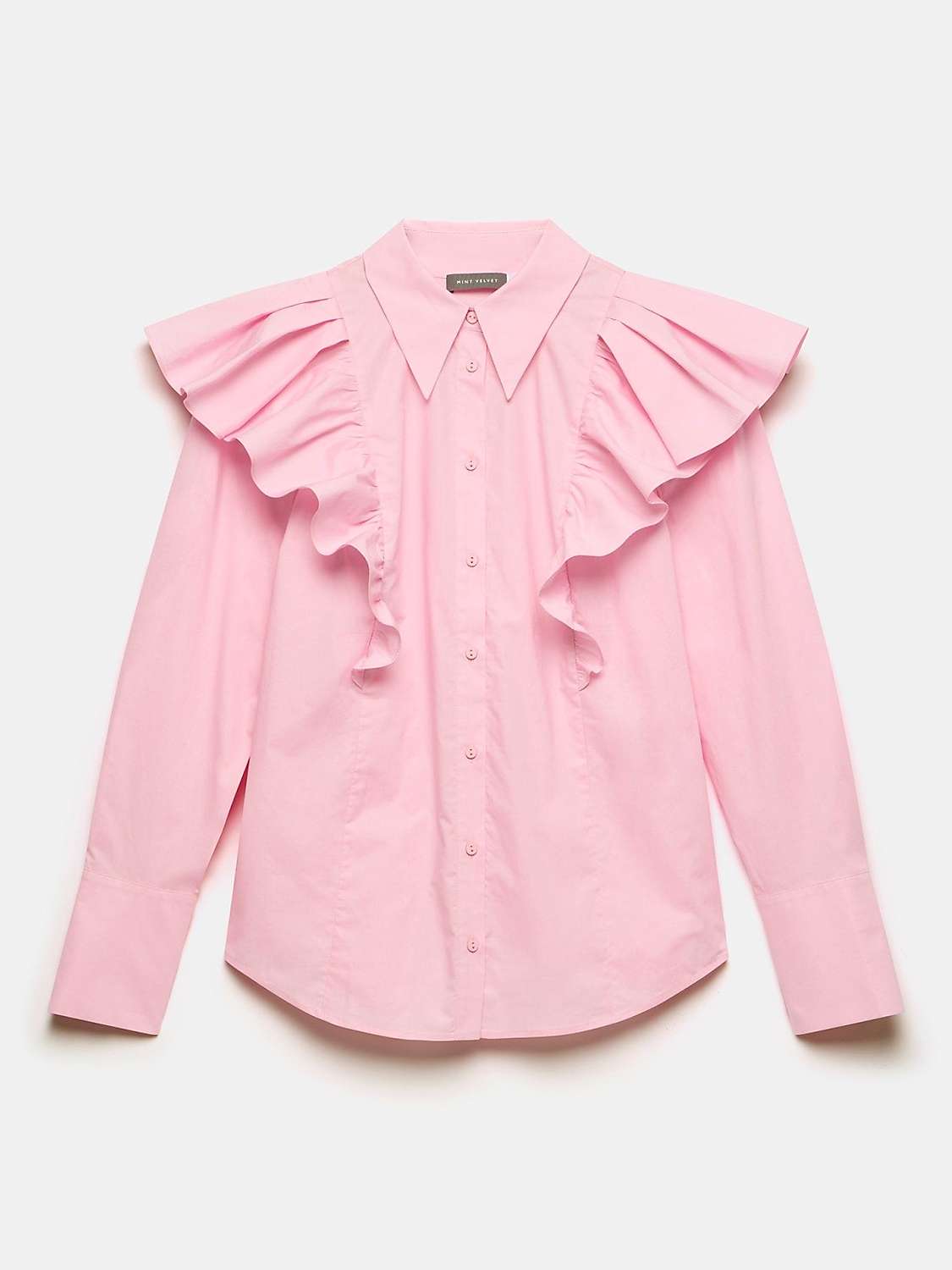 Buy Mint Velvet Ruffle Shoulder Detail Shirt, Pink Online at johnlewis.com
