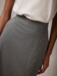 Mint Velvet Pinstripe Wrap Detail Maxi Skirt, Light Grey