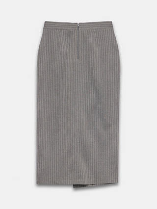 Mint Velvet Pinstripe Wrap Detail Maxi Skirt, Light Grey