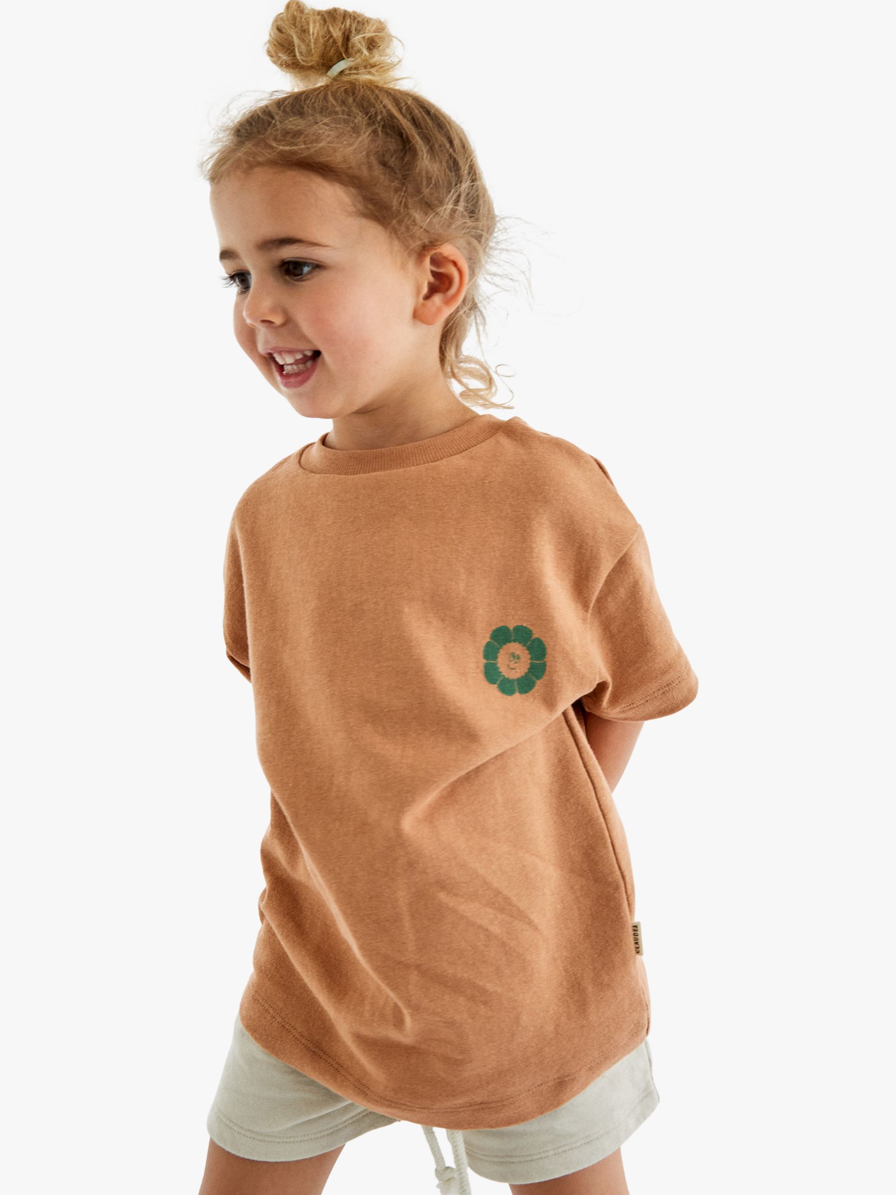 Buy Claude & Co Baby Organic Cotton Milking It Flower Graphic T-Shirt, Clay Online at johnlewis.com