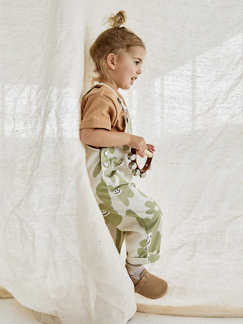Buy Claude & Co Baby Organic Cotton Smiley Splodge Dungarees, Green/Multi Online at johnlewis.com
