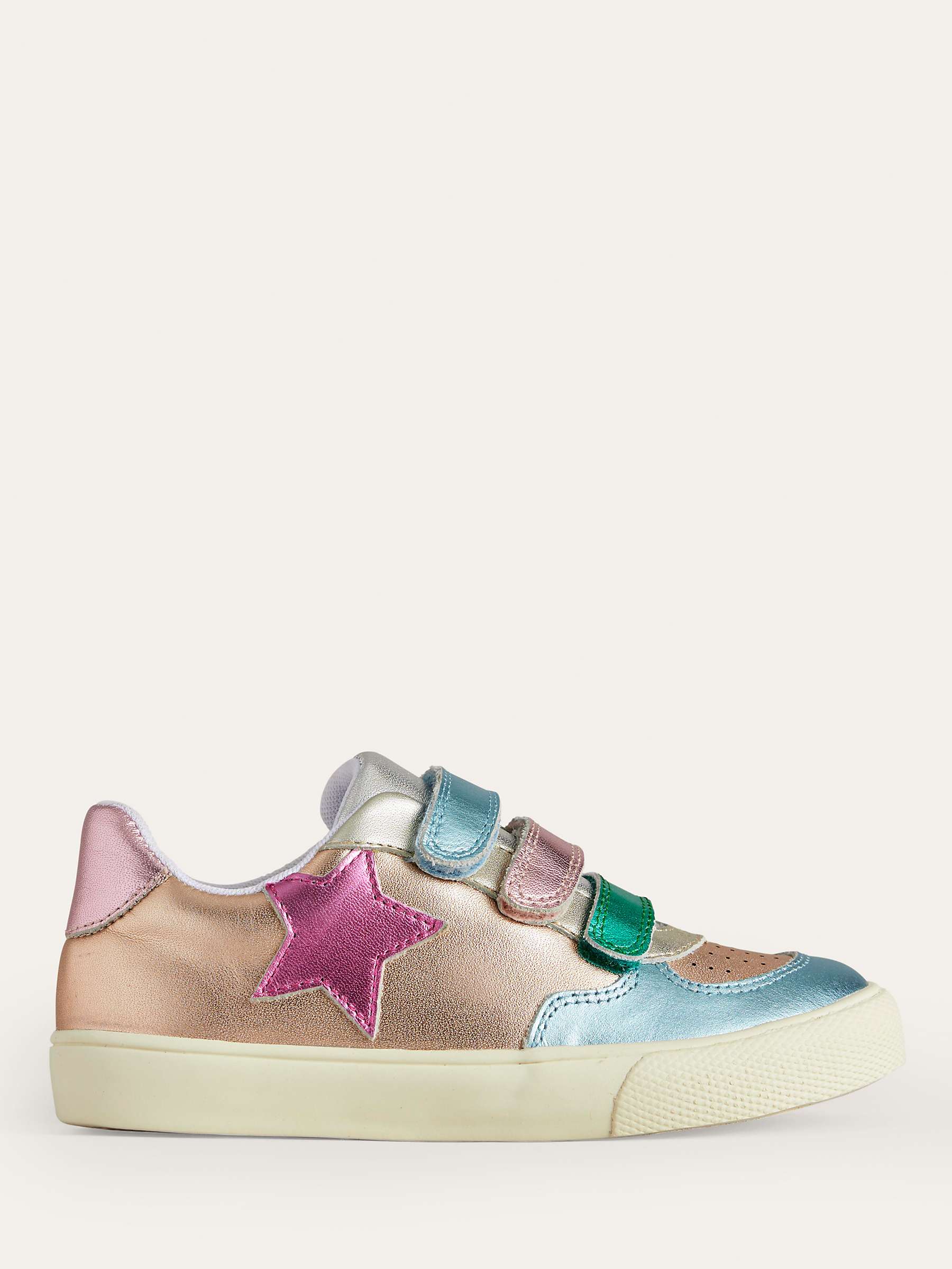 Buy Mini Boden Kids' Leather Low Top Metallic Star Trainers, Multi Online at johnlewis.com
