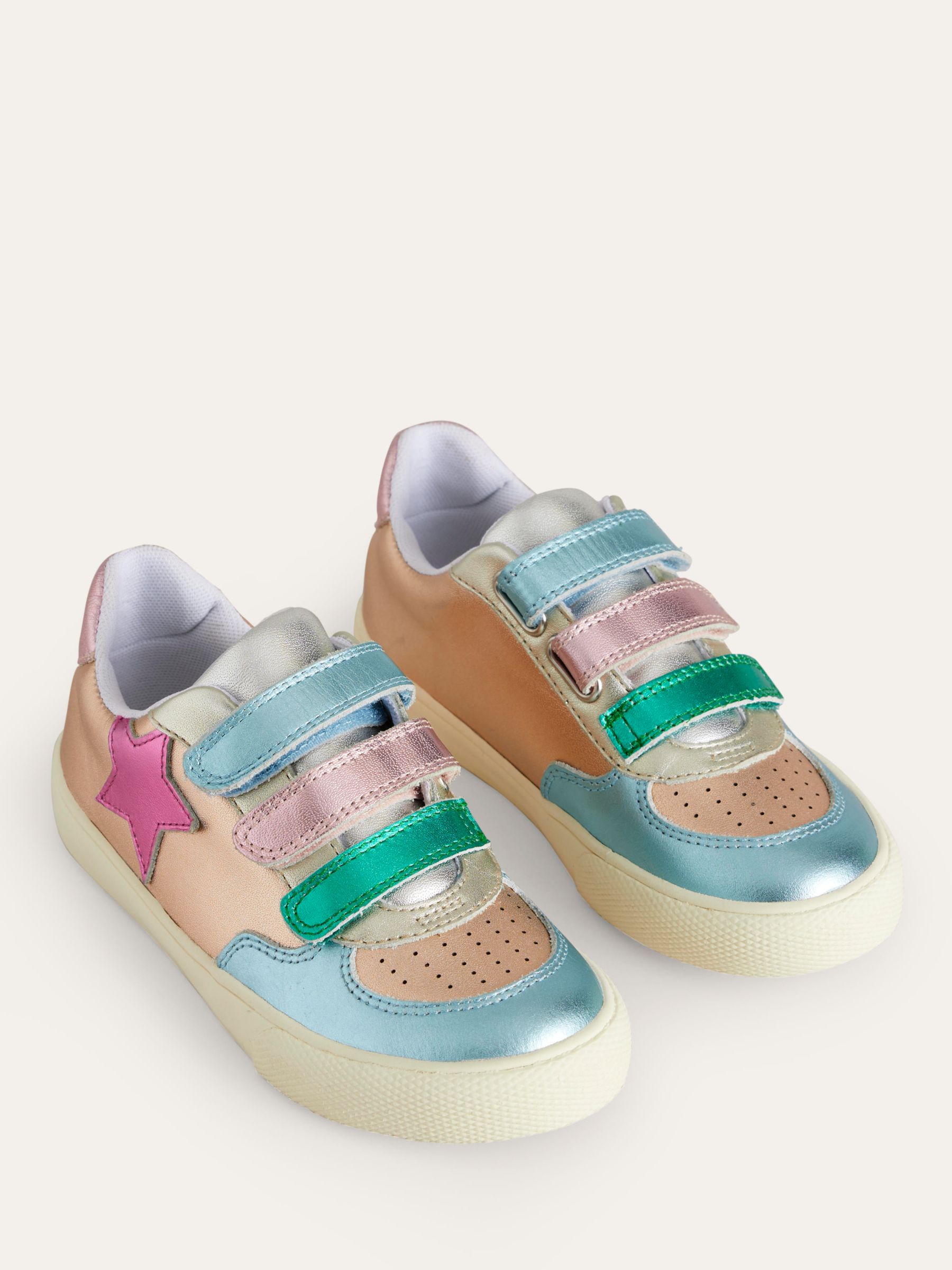 Buy Mini Boden Kids' Leather Low Top Metallic Star Trainers, Multi Online at johnlewis.com