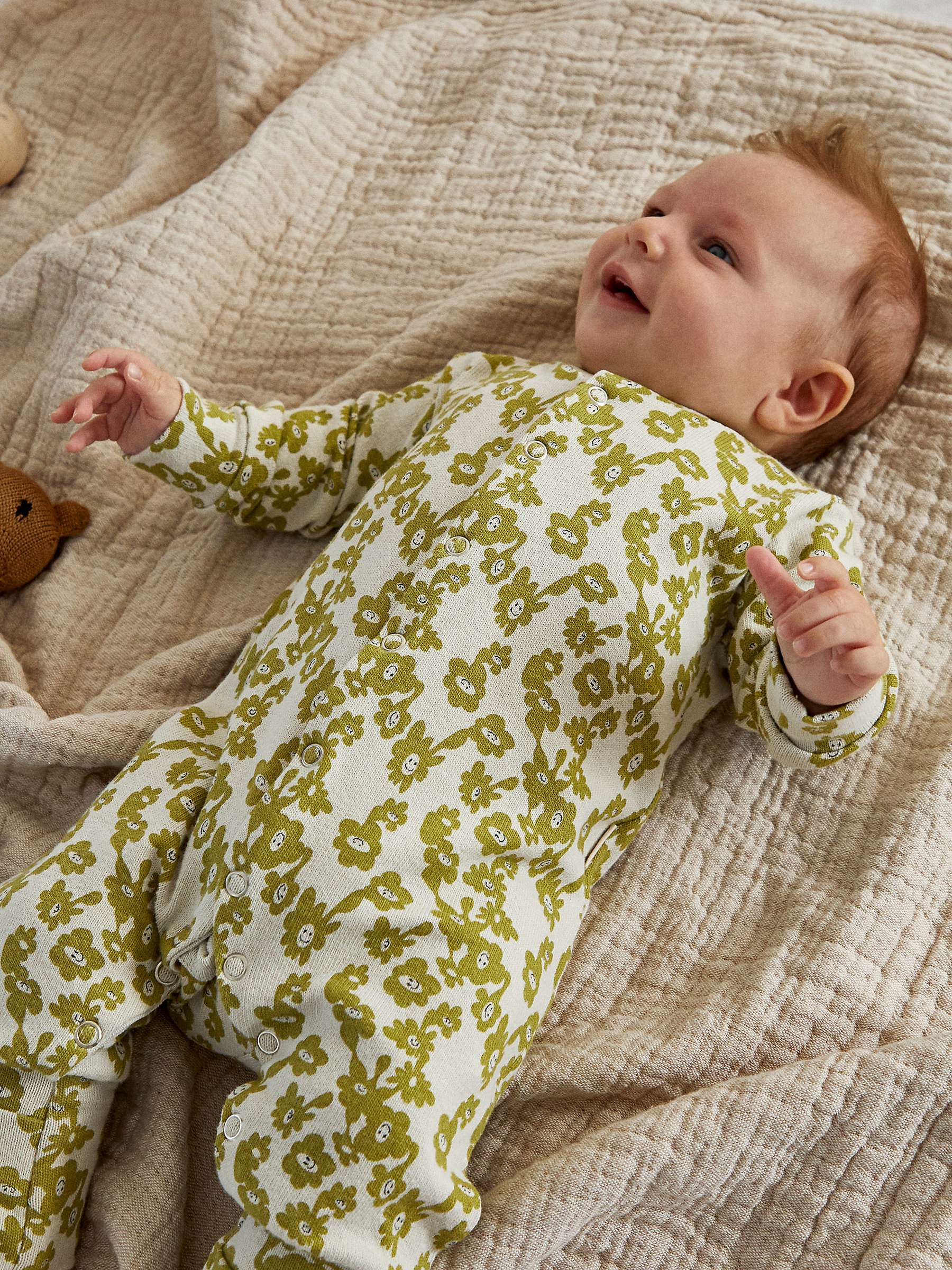 Buy Claude & Co Baby Organic Cotton Blend Smiley Splodge Onesie, Green/Multi Online at johnlewis.com