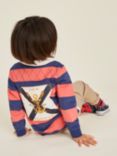 Crew Clothing Kids' Callington Rugby Top, Navy Blue/Pink, Navy Blue/Pink