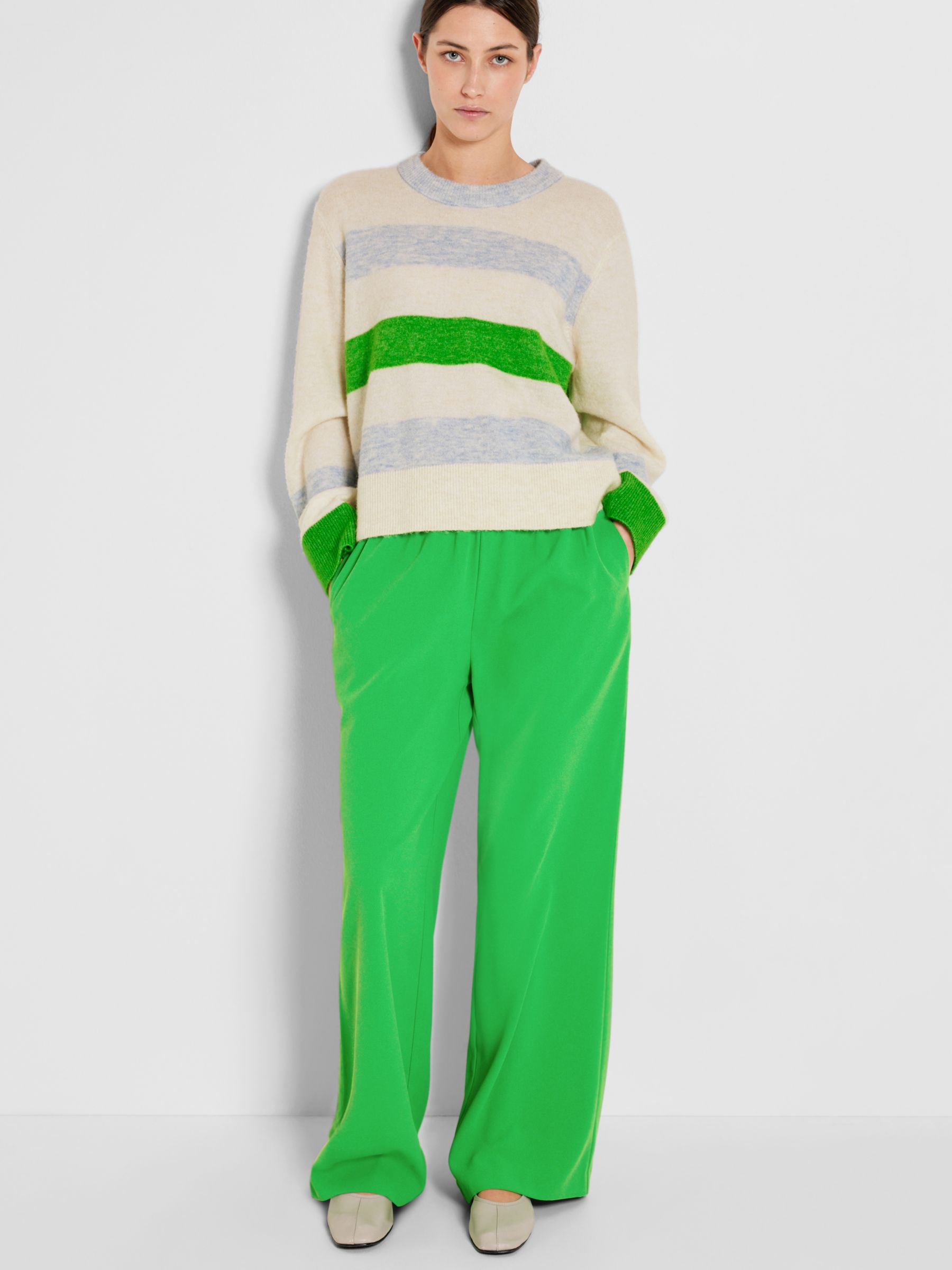 Buy SELECTED FEMME Wide Leg Trousers, Classic Green Online at johnlewis.com