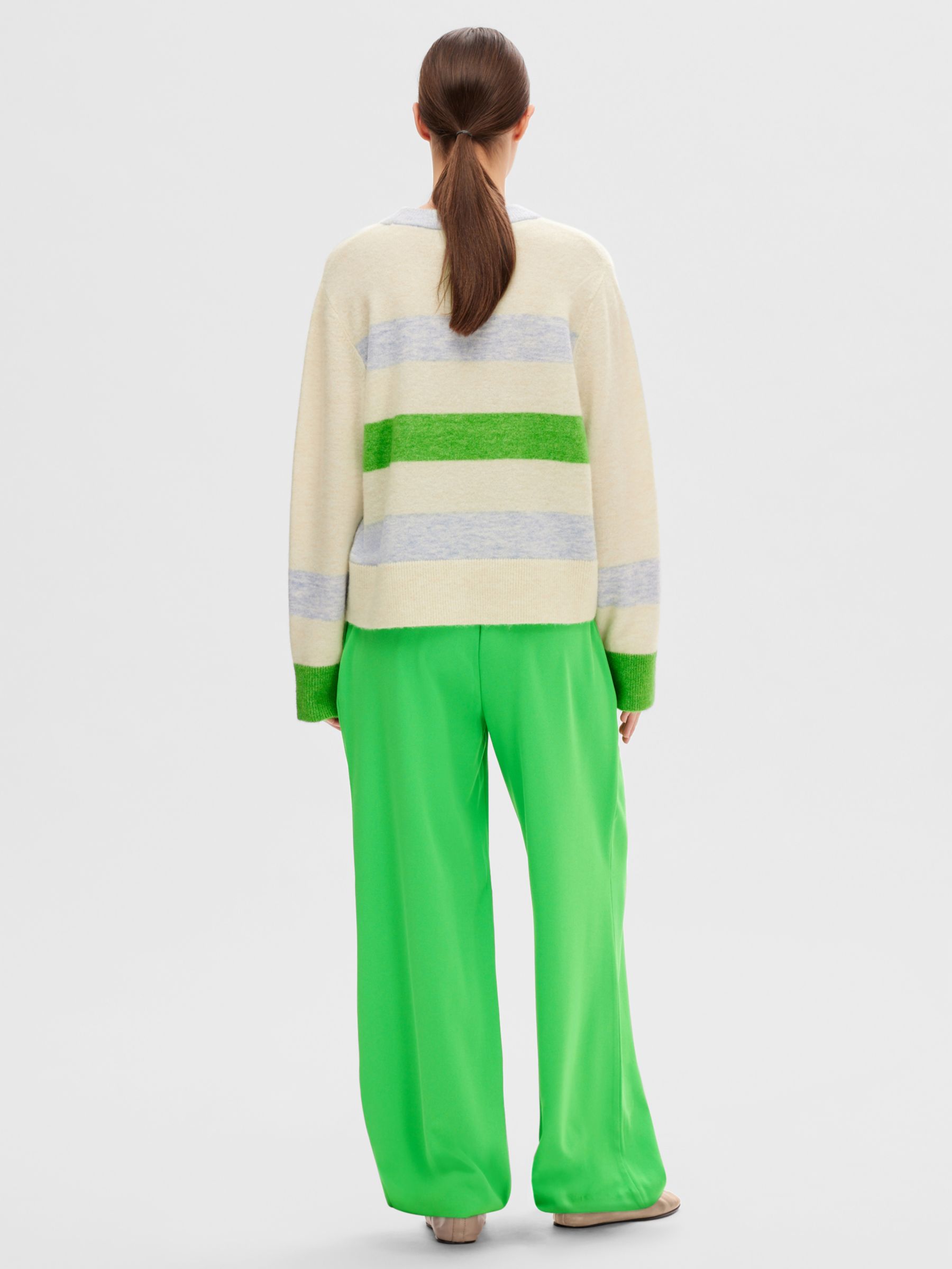 Buy SELECTED FEMME Wide Leg Trousers, Classic Green Online at johnlewis.com