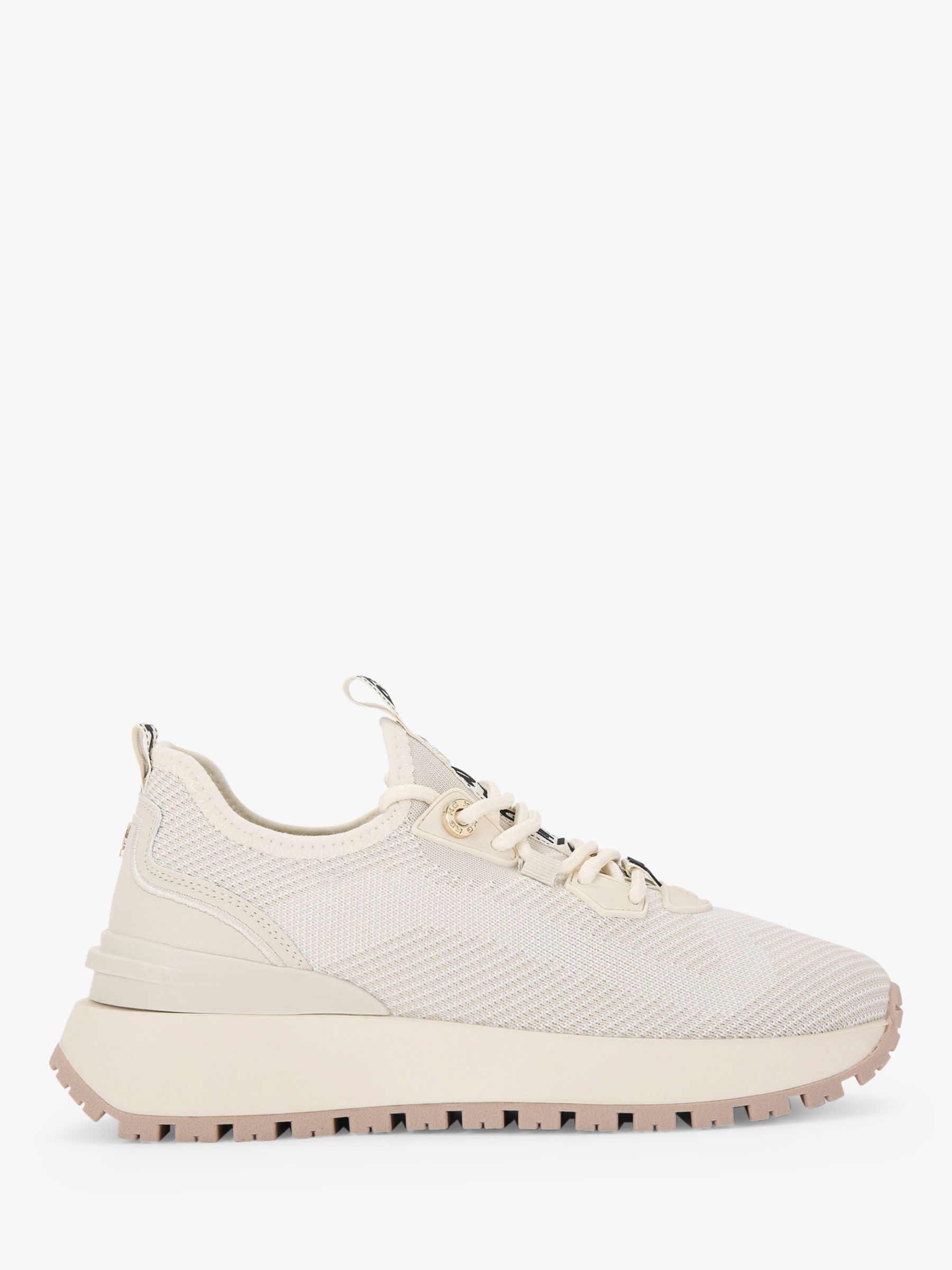 KG Kurt Geiger Louisa Knit Lace Up Trainers, Putty at John Lewis & Partners