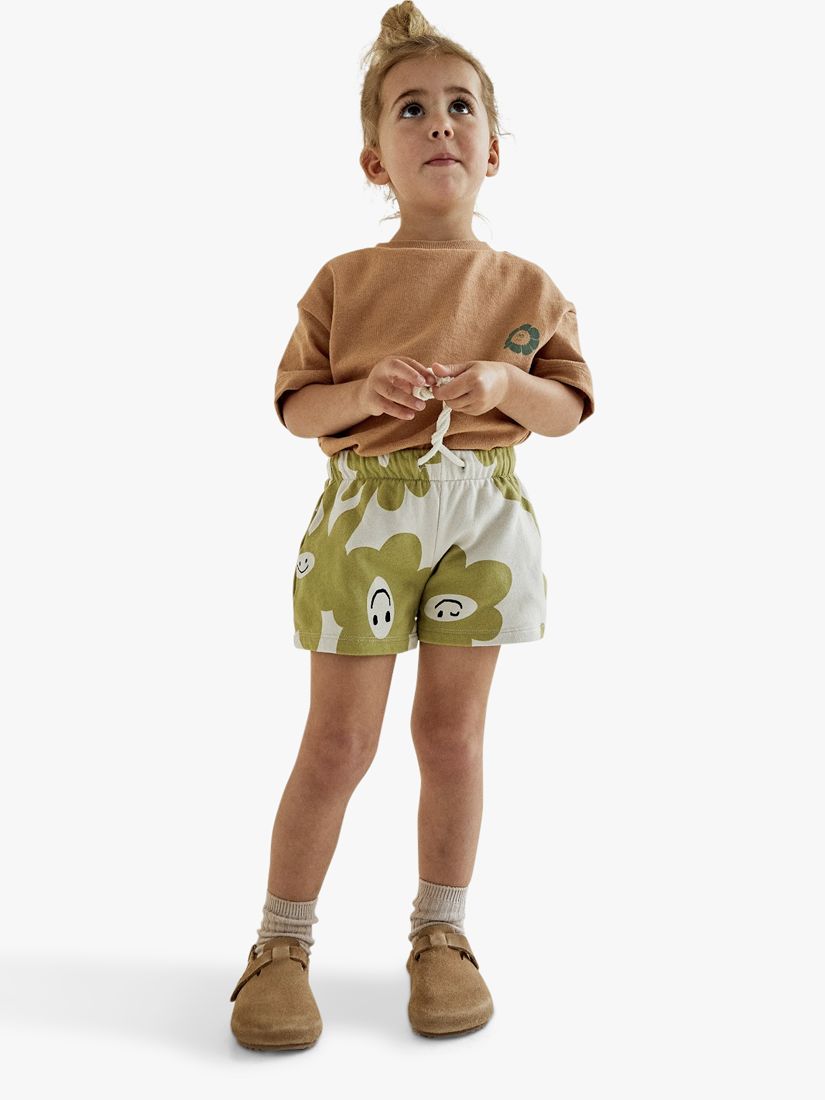 Claude & Co Baby Organic Cotton Smiley Splodge Drawstring Shorts, Smiley Splodge, 4-5 years
