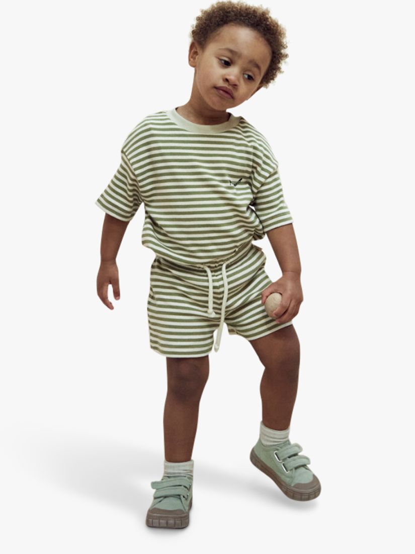 Claude & Co Baby Organic Cotton Blend Stripe Drawstring Shorts, Green/Multi, 4-5 years