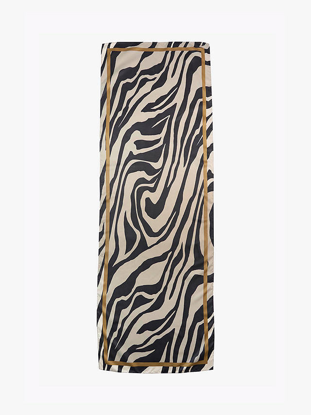 Tutti & Co Adorn Zebra Print Scarf, Stone/Black/Gold