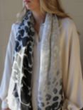 Tutti & Co Watercolour Animal Print Scarf, Stone/Black