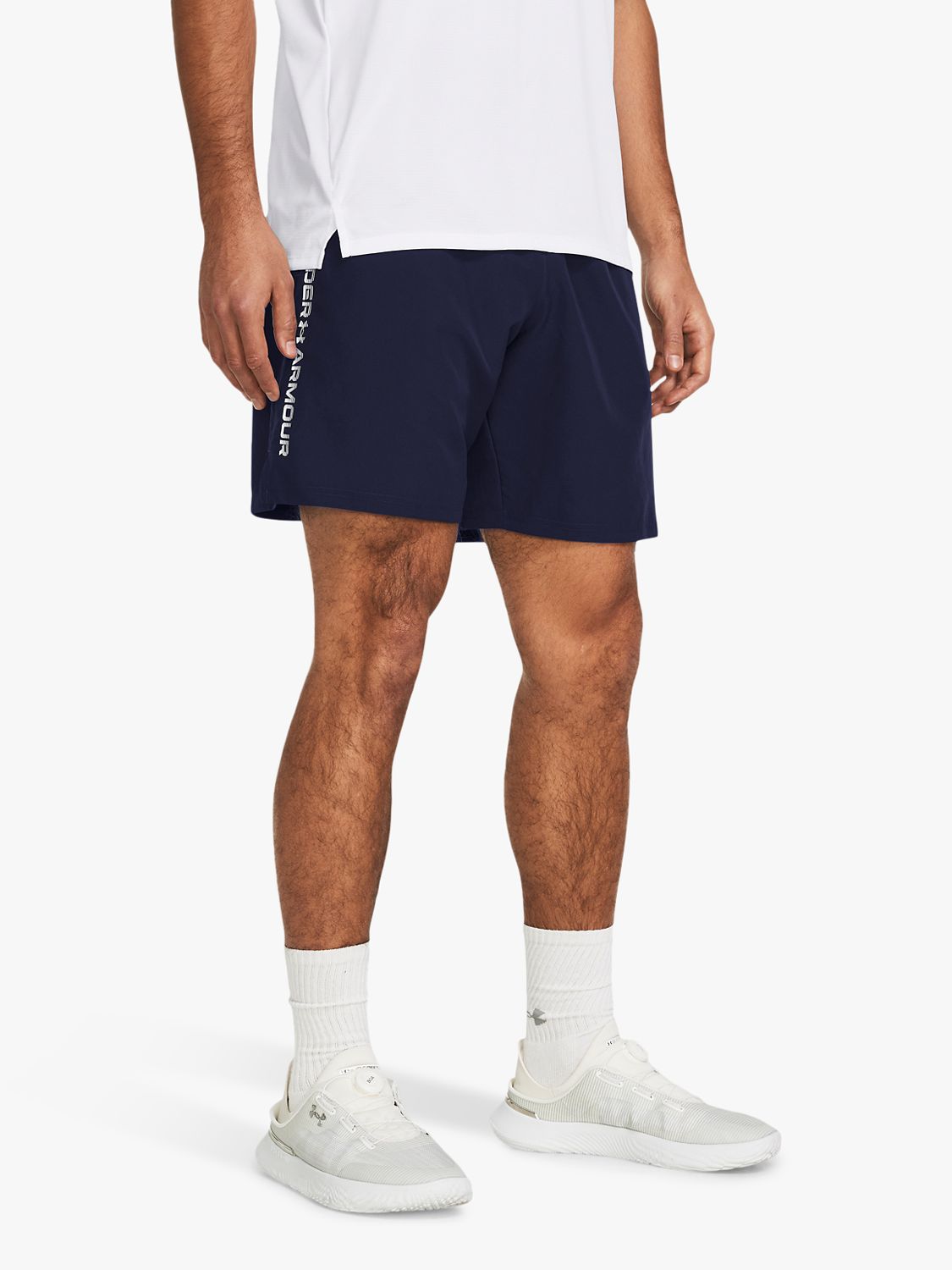 Under Armour Lightweight Woven Shorts, Navy/White, S