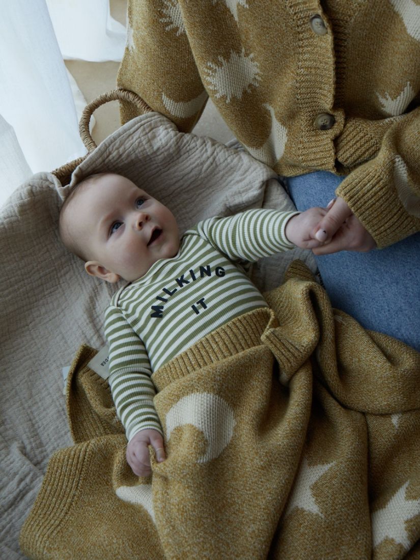 Buy Claude & Co Baby Organic Cotton Blend Milking It Stripe Sleepsuit, Multi Online at johnlewis.com