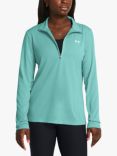 Under Armour Tech 1/2 Zip Long Sleeve Gym Top, Turquoise/White, Turquoise/White