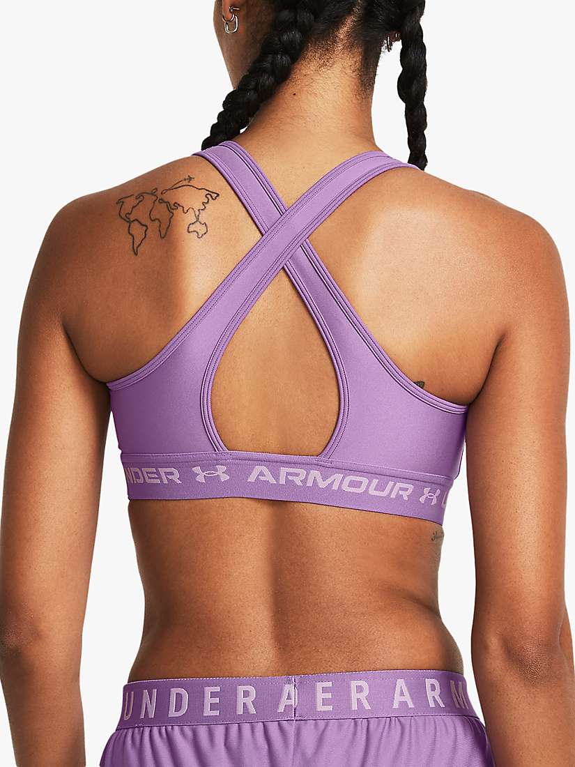 Buy Under Armour Mid Armour Crossback Printed Sports Bra, Purple Online at johnlewis.com