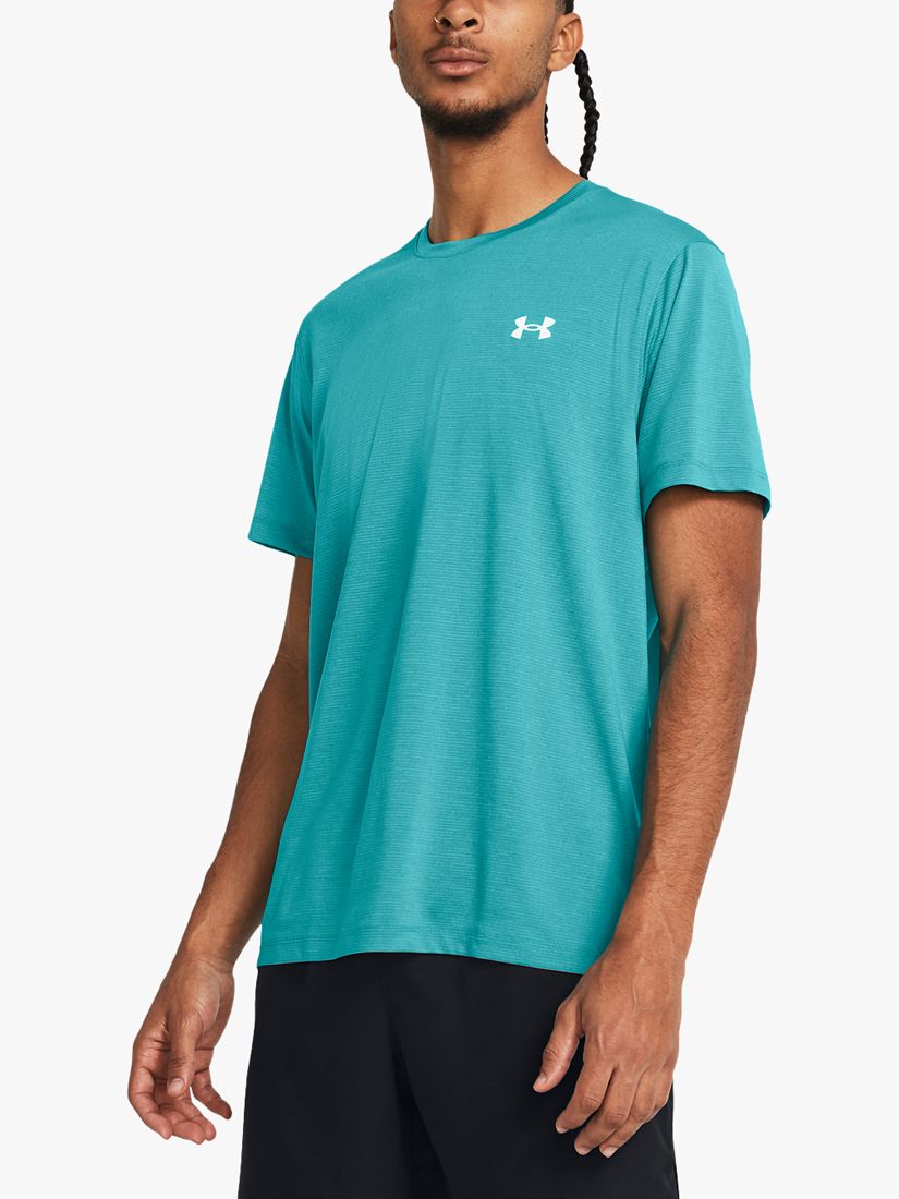 Under Armour Streaker Short Sleeve Gym Top, Teal/Reflective at John Lewis &  Partners