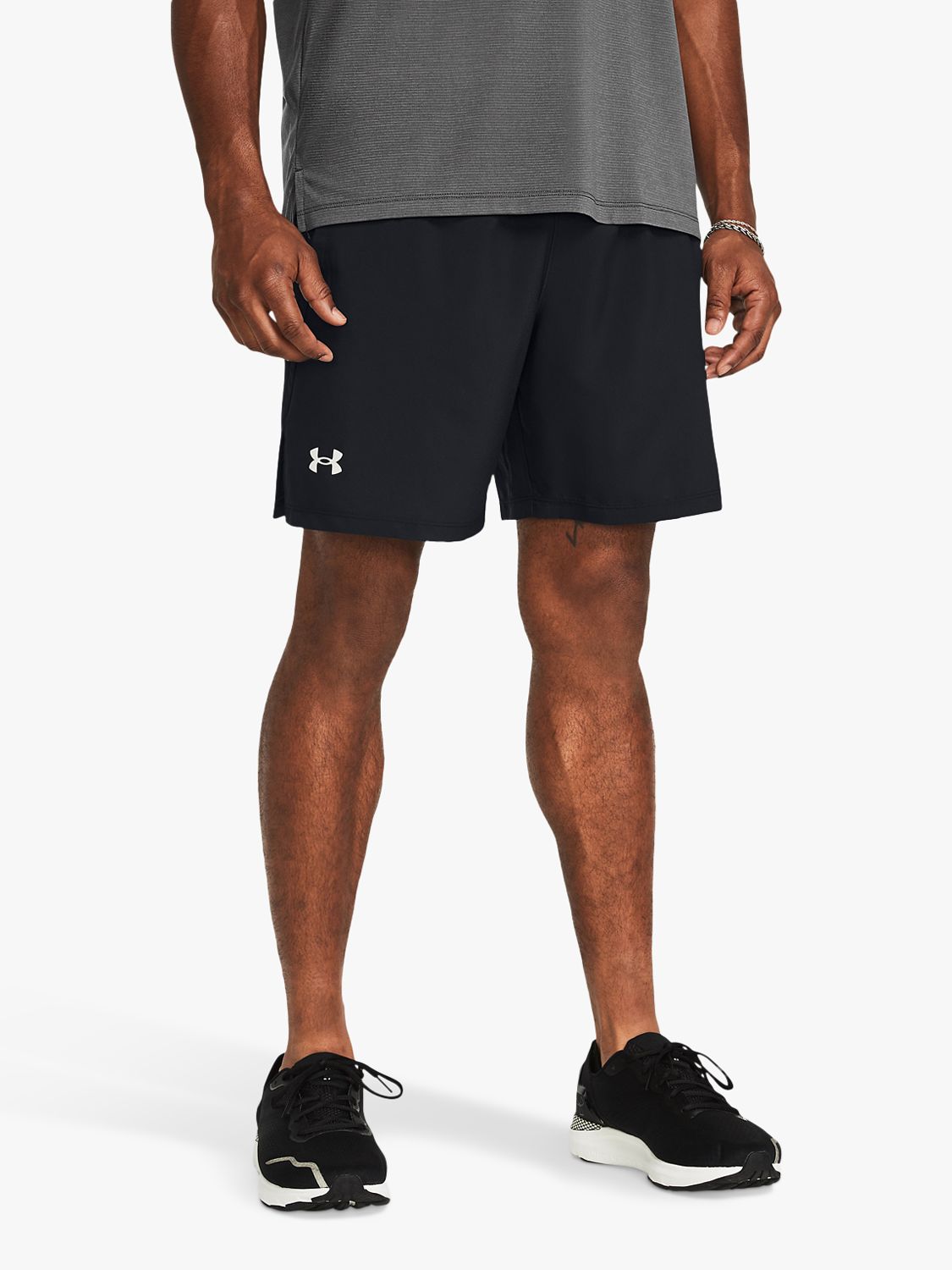 Under Armour, UA Elevated Navy Blue, Woven Graphic Shorts, Mens Medium