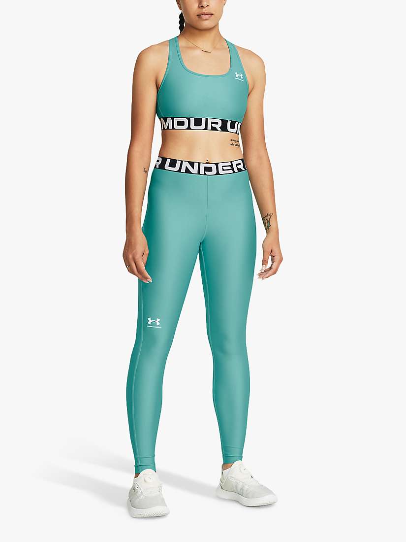 Buy Under Armour Heat Gear Gym Leggings, Turquoise/White Online at johnlewis.com
