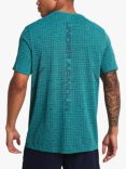 Under Armour Seamless Grid Short Sleeve Gym Top, Circuit Teal/Black