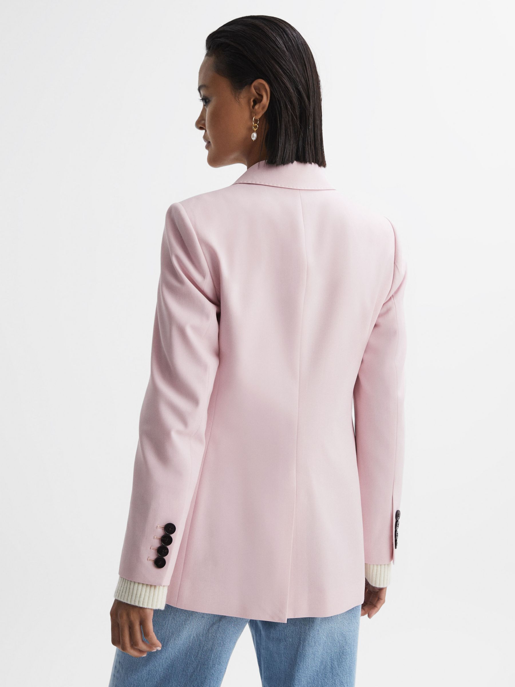 Buy Reiss Evelyn Double Breasted Wool Blend Blazer, Pink Online at johnlewis.com