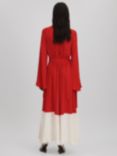Reiss Luella Colour Block High-Low Hem Midi Dress, Red/Cream, Red/Cream