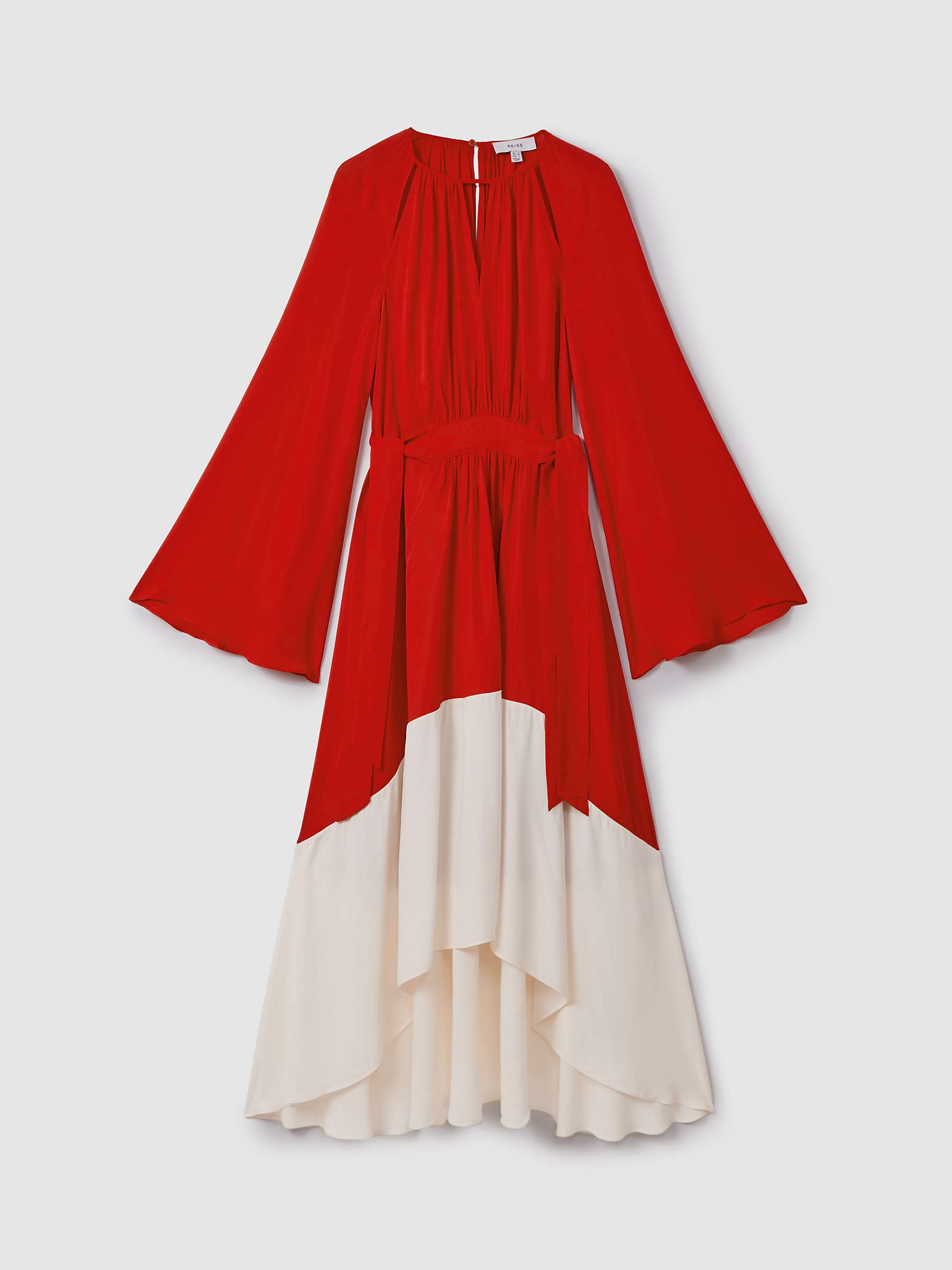 Buy Reiss Luella Colour Block High-Low Hem Midi Dress, Red/Cream Online at johnlewis.com