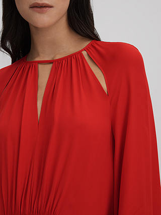 Reiss Luella Colour Block High-Low Hem Midi Dress, Red/Cream