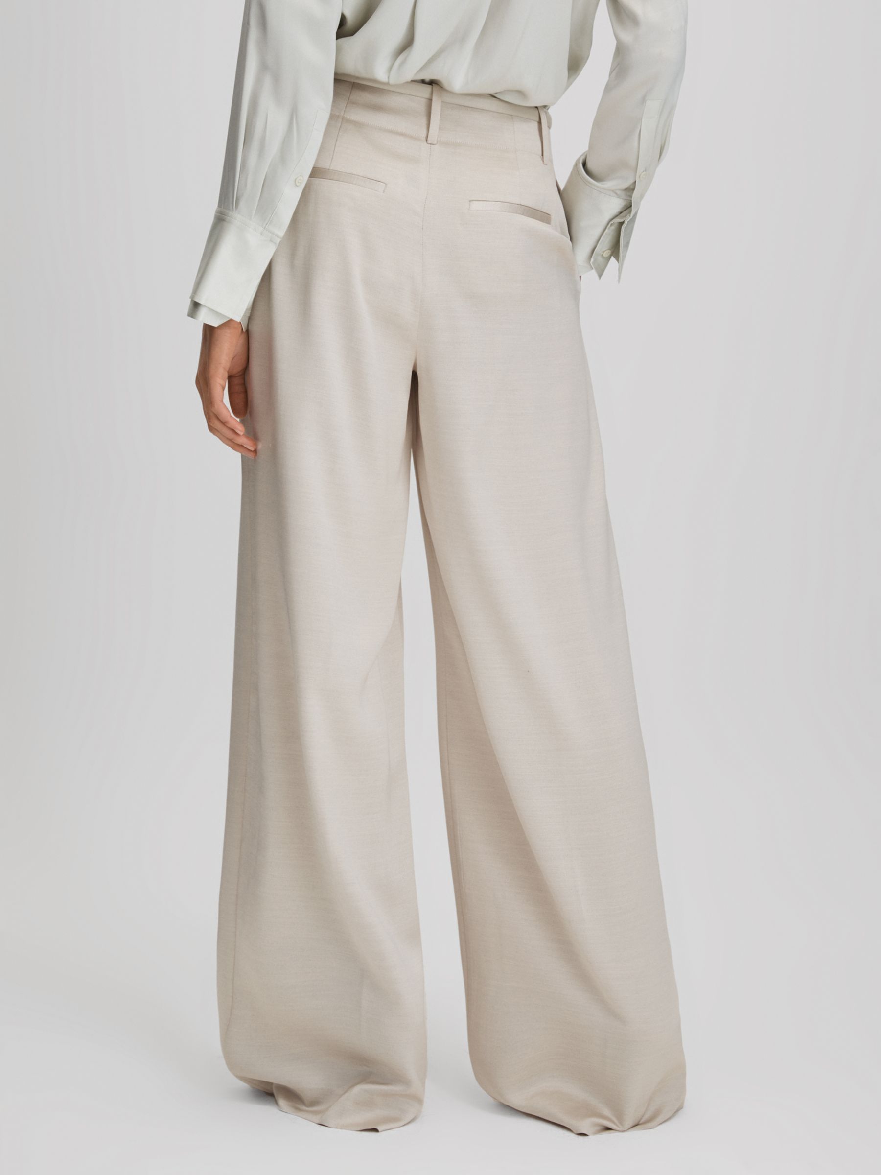 Reiss Isla Wide Leg Trousers, Champagne