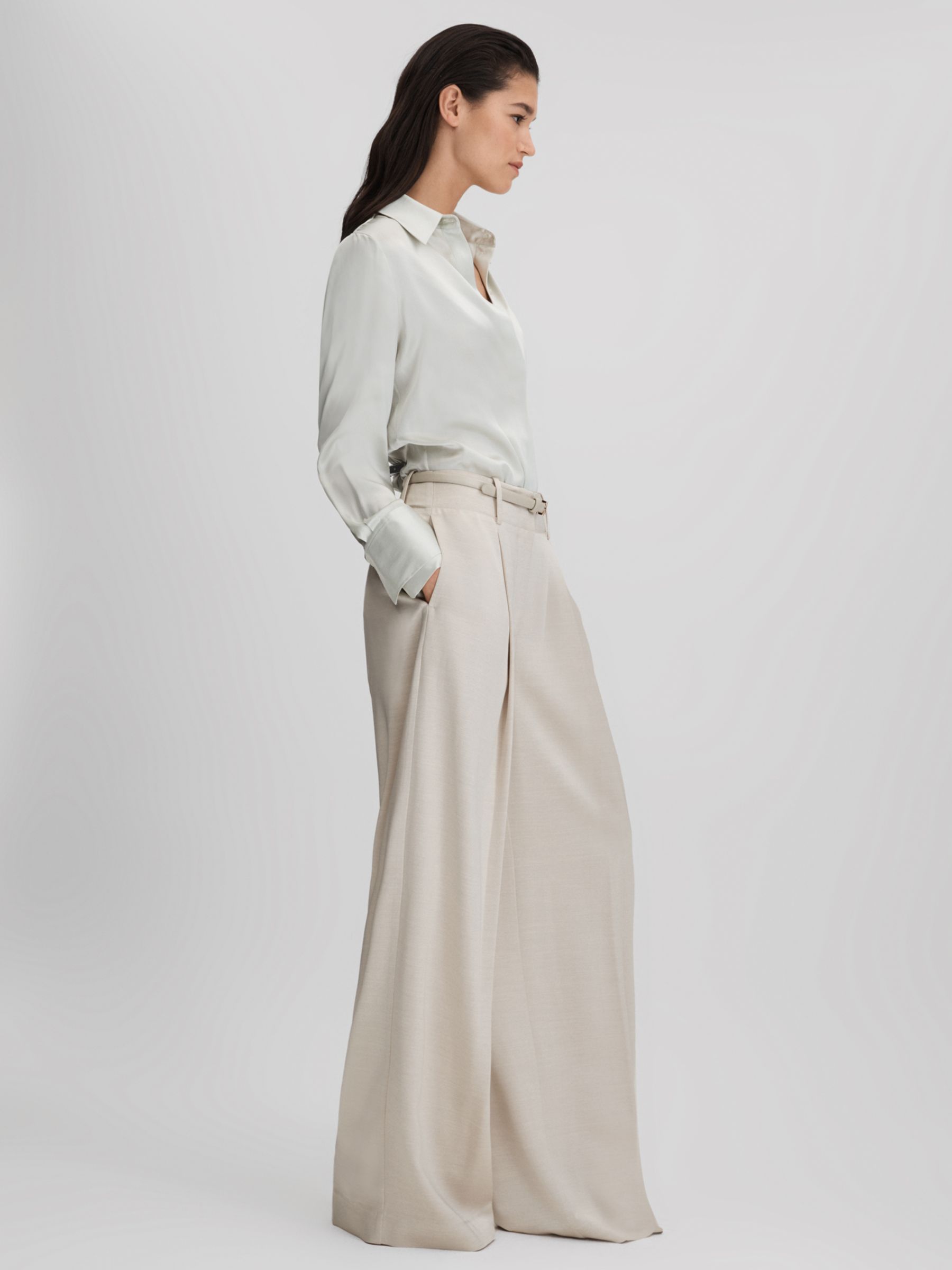 Buy Reiss Isla Wide Leg Trousers, Champagne Online at johnlewis.com