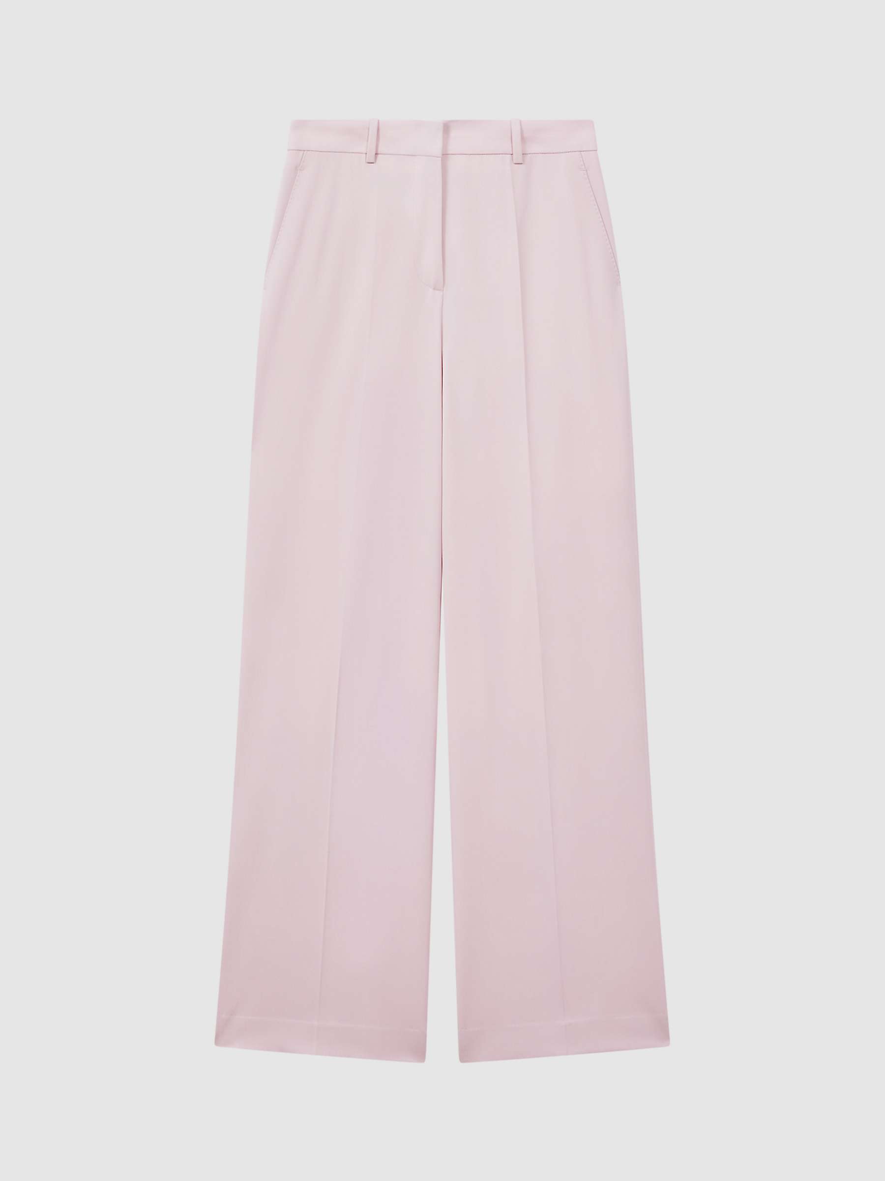 Buy Reiss Evelyn Wool Blend Wide Leg Tailored Trousers, Pink Online at johnlewis.com