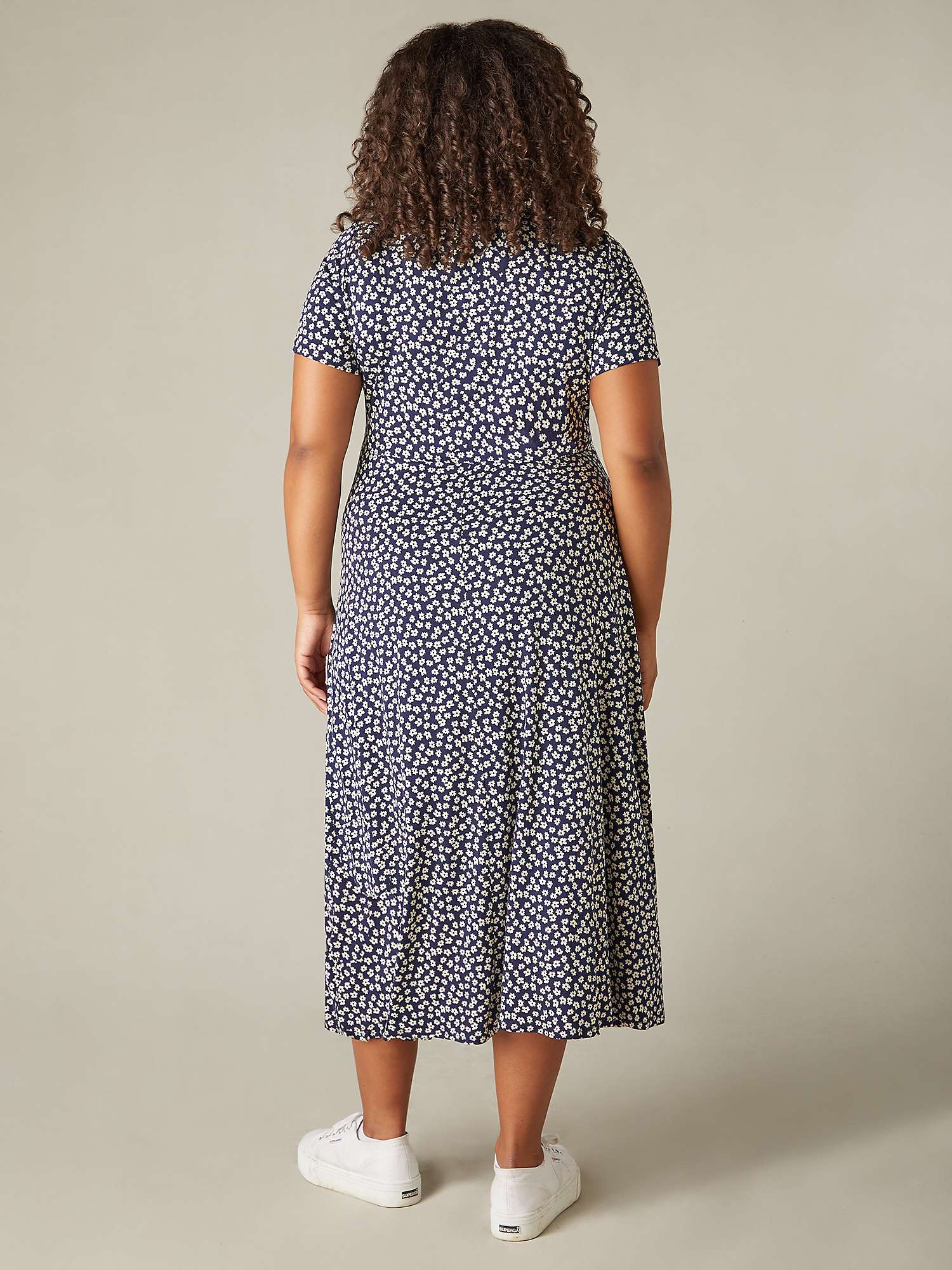 Buy Live Unlimited Curve Ditsy Print Wrap Midi Dress, Navy Online at johnlewis.com