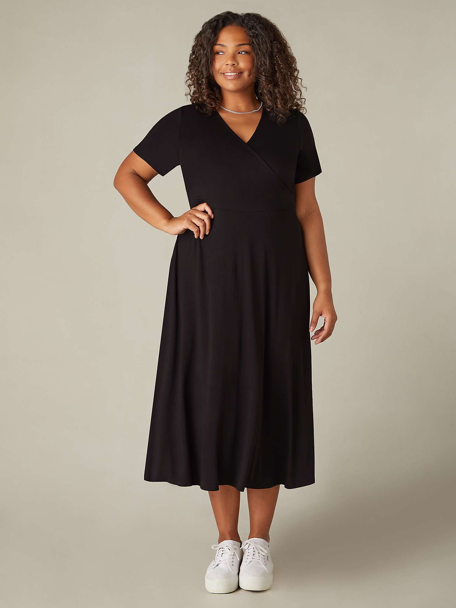 Buy Live Unlimited Curve Jersey Wrap Midi Dress, Black Online at johnlewis.com